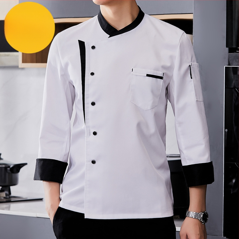 Virtuvė Virtuvės restorano šefo darbo drabužiai vyrams ir moterims ilgomis rankovėmis trumpomis rankovėmis viešbučio valgyklos restorano šefo drabužiai pavasarį ir rudenį vasarą