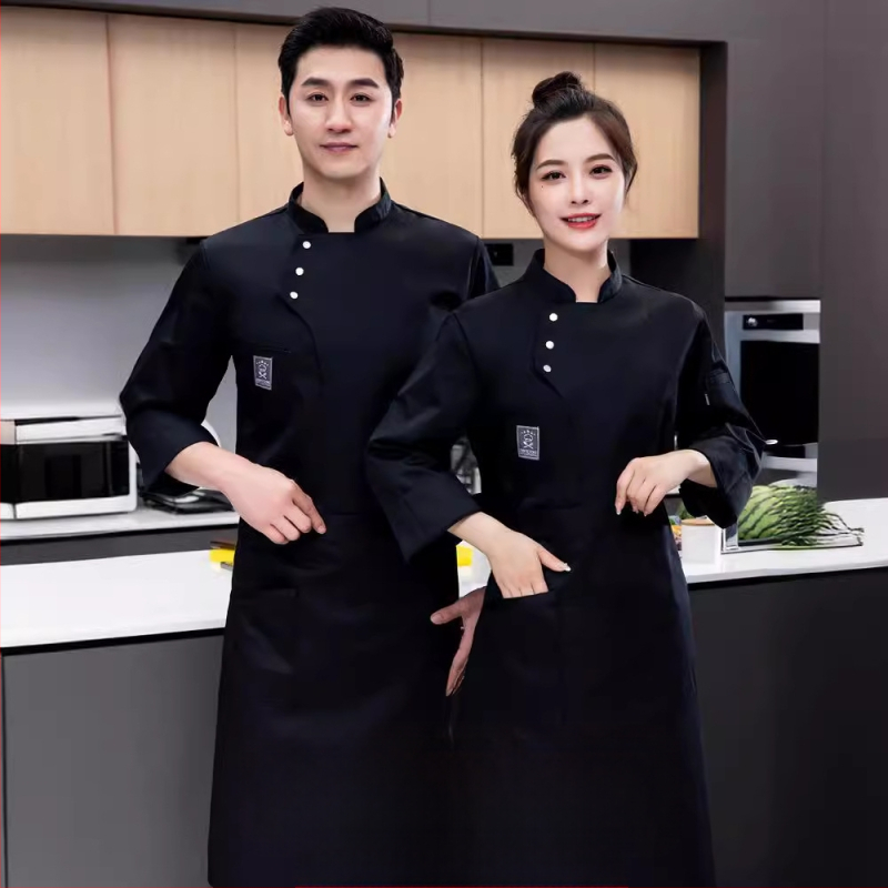 Maitinimo paslaugos, kepimo paslaugos, viešbučio virtuvė, restoranas, vandeniui atsparūs įrankiai, moteriški virėjos darbo drabužiai, ilgomis rankovėmis, vyriški rudens ir žiemos viešbučio drabužiai