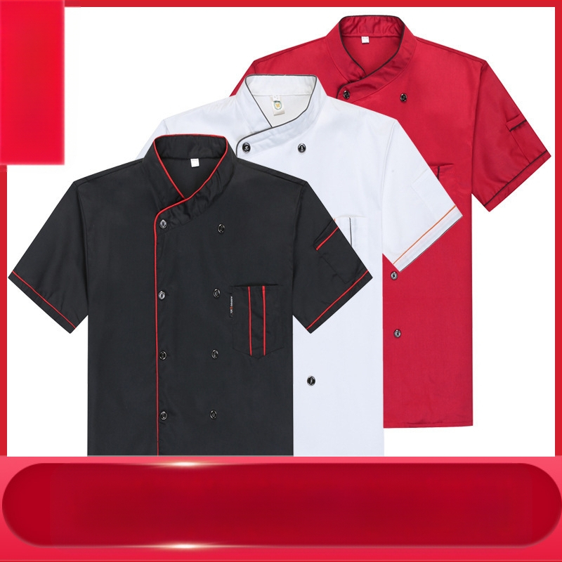 Maitinimo virėjo drabužiai trumpomis rankovėmis vyrams ir moterims restoranas restoranas viešbutis virtuvė virtuvės virėjo darbo drabužiai vasara vasariniai drabužiai
