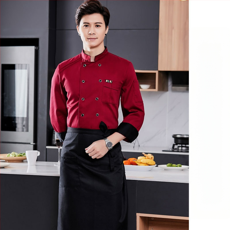 Meeste koka tööriided, sügis ja talv, lääne hotelli toit, paksendatud, pikkade varrukatega köögiriided, suvised kokariided, lühikeste varrukatega kokariided