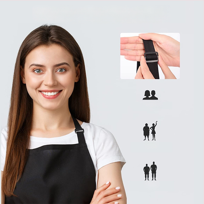 Karštai parduodama tarpvalstybinė kepsninės prijuostė iš poliesterio ir medvilnės, spausdinamas logotipas, šefo vyriška ir moteriška pora, atspari vandeniui ir aliejui