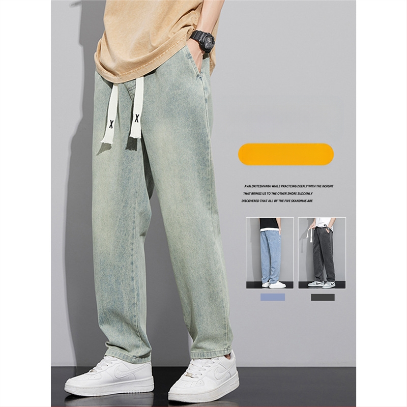 Amerikietiško stiliaus retro džinsai vyriškos rudens ir žiemos laisvos, tiesios, plačios kelnės, mados prekės ženklas 2024 m. Naujos ilgos kelnės pavasariui ir rudeniui