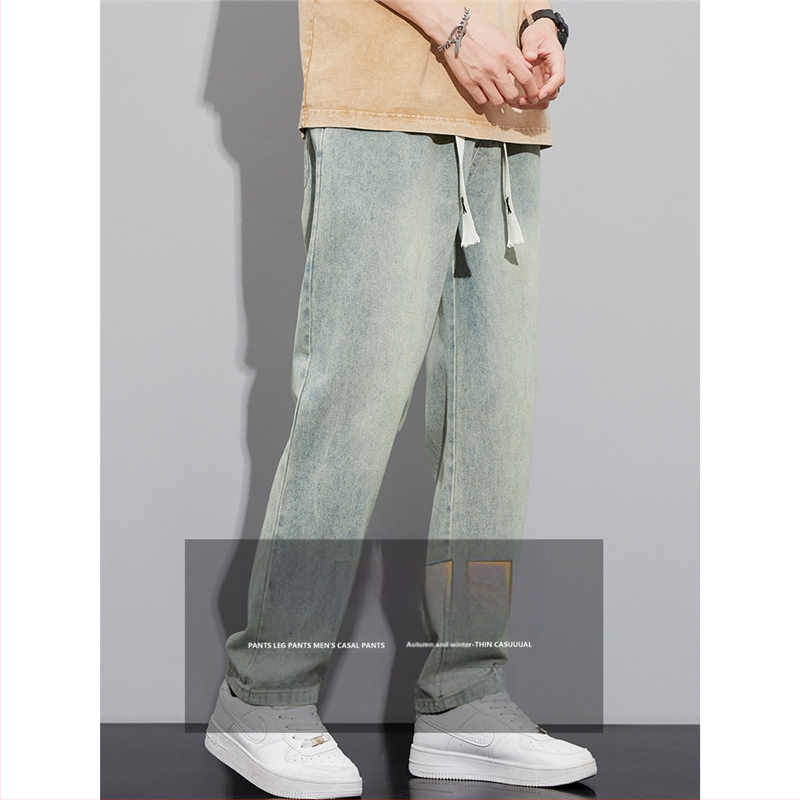 Amerikietiško stiliaus retro džinsai vyriškos rudens ir žiemos laisvos, tiesios, plačios kelnės, mados prekės ženklas 2024 m. Naujos ilgos kelnės pavasariui ir rudeniui