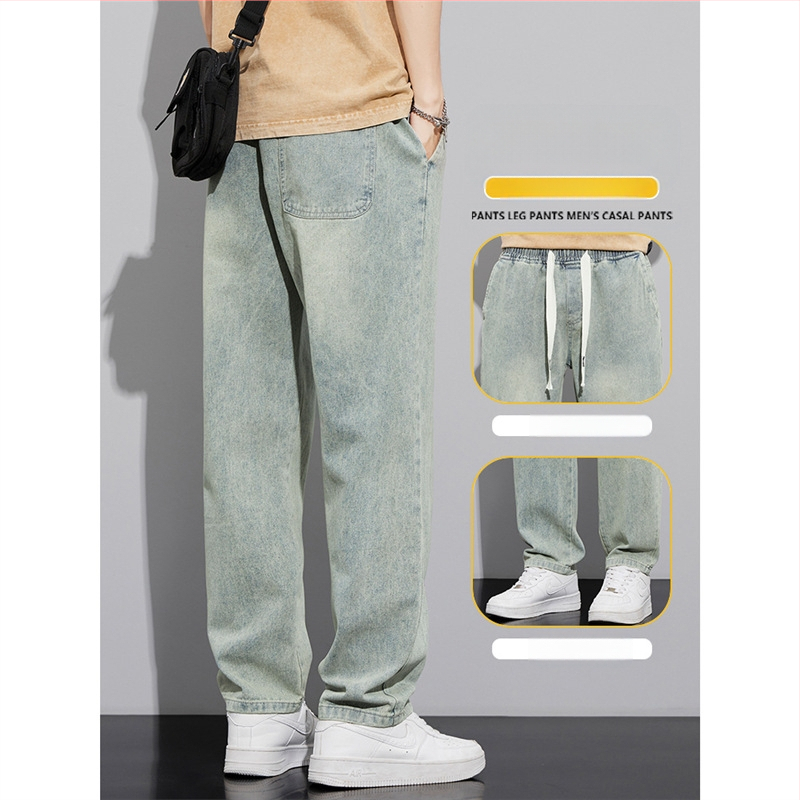Amerikietiško stiliaus retro džinsai vyriškos rudens ir žiemos laisvos, tiesios, plačios kelnės, mados prekės ženklas 2024 m. Naujos ilgos kelnės pavasariui ir rudeniui