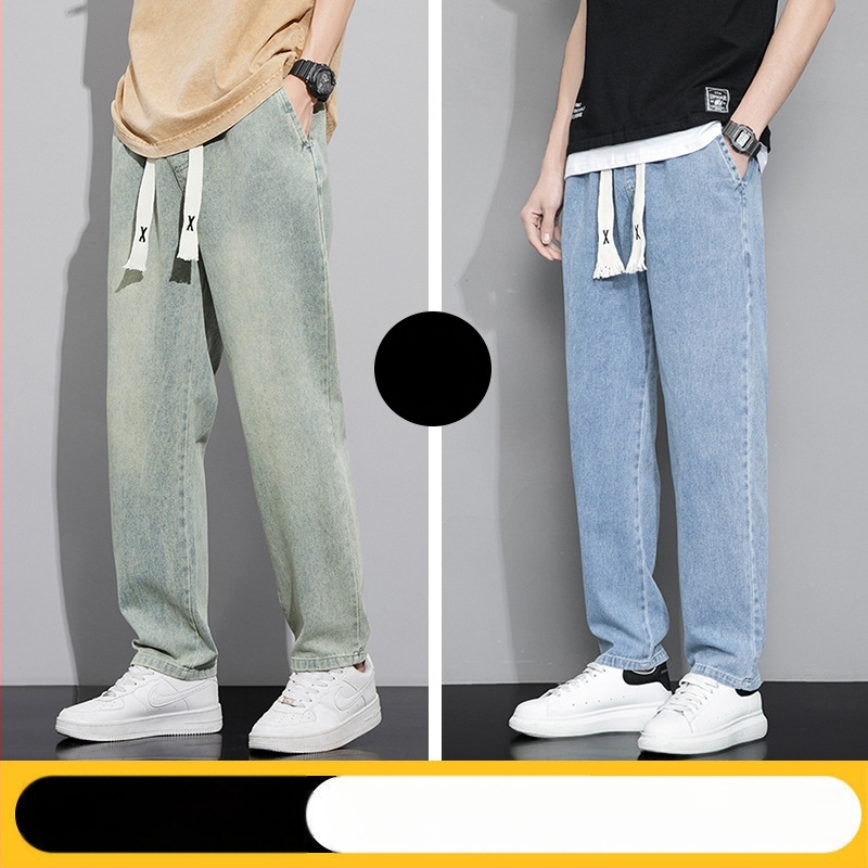 Amerikietiško stiliaus retro džinsai vyriškos rudens ir žiemos laisvos, tiesios, plačios kelnės, mados prekės ženklas 2024 m. Naujos ilgos kelnės pavasariui ir rudeniui