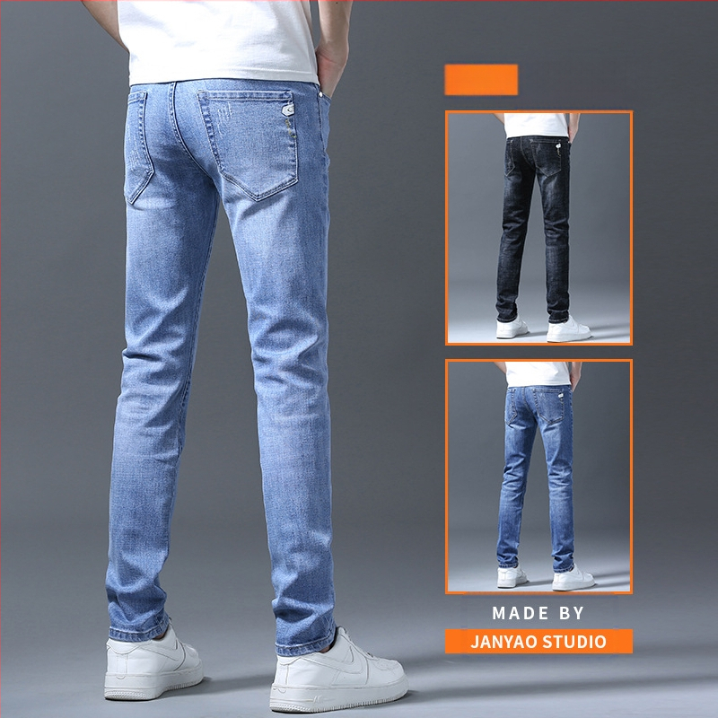 Pánske strečové džínsy, úzke rovné nohavice, kórejské modré, mládežnícke, business, ležérne, plus size, dlhé nohavice, trendy pánske veľkoobchodné