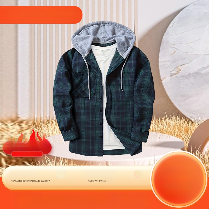 Spot Dropshipping Proljetna i jesenska košulja s kapuljačom Karirana košulja Široka jednostavna četkana ležerna košulja dugih rukava