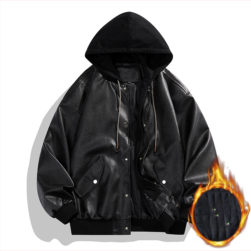 2024. aasta uus võltsitud kaheosaline nahast meeste moodne Korea lahtine nägus mootorratta nahktagi Duffy kena kapuutsiga jope