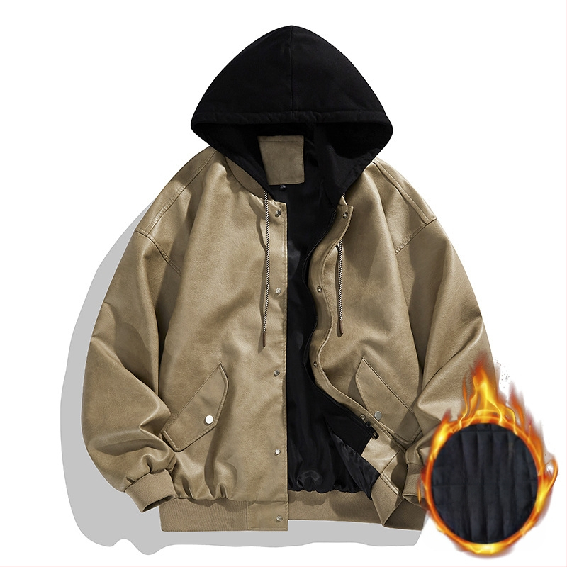 2024. aasta uus võltsitud kaheosaline nahast meeste moodne Korea lahtine nägus mootorratta nahktagi Duffy kena kapuutsiga jope