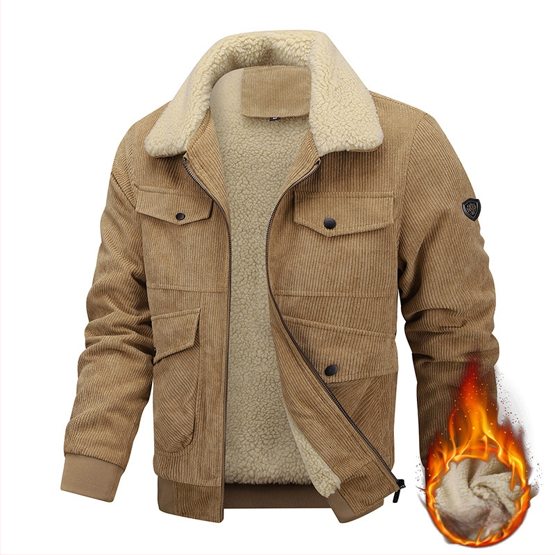 Žieminis medvilninis paltas vyrams, didesnių dydžių, sustorintos ėriuko vilnos, šalčiui atspari, šilta apykaklė, aukštos kokybės velvetinis paltas, medvilninis paltas