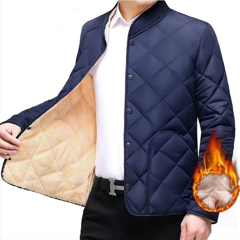 Palton căptușit cu bumbac pentru bărbați, toamna și iarna 2023, nou, pentru tătici de vârstă mijlocie și în vârstă, casual, plus size, căptușit cu fleece, gros și cald, cu bumbac