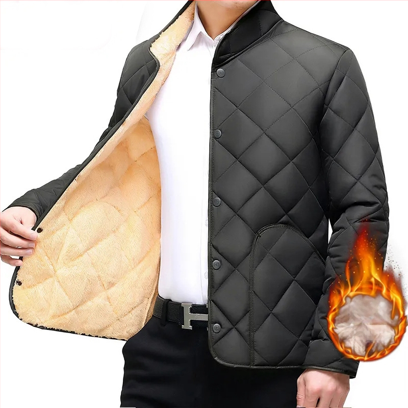 Palton căptușit cu bumbac pentru bărbați, toamna și iarna 2023, nou, pentru tătici de vârstă mijlocie și în vârstă, casual, plus size, căptușit cu fleece, gros și cald, cu bumbac