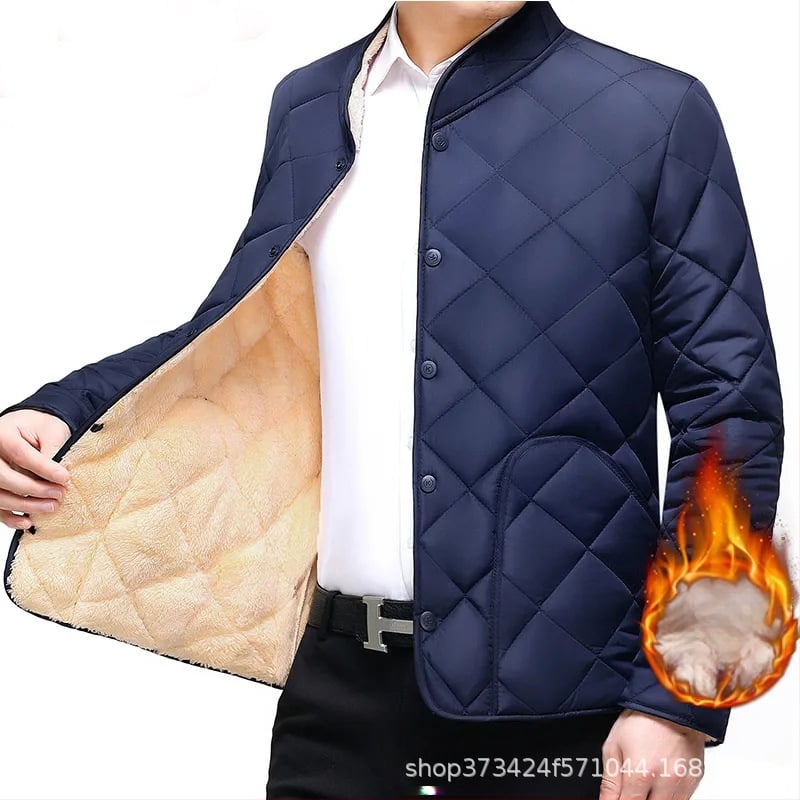 Palton căptușit cu bumbac pentru bărbați, toamna și iarna 2023, nou, pentru tătici de vârstă mijlocie și în vârstă, casual, plus size, căptușit cu fleece, gros și cald, cu bumbac