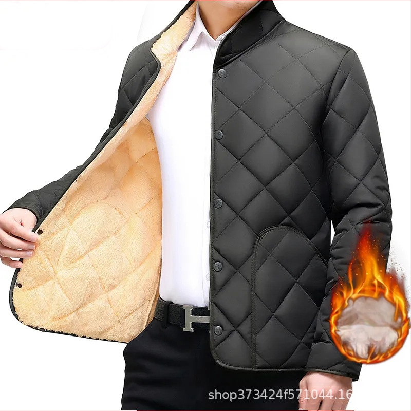 Palton căptușit cu bumbac pentru bărbați, toamna și iarna 2023, nou, pentru tătici de vârstă mijlocie și în vârstă, casual, plus size, căptușit cu fleece, gros și cald, cu bumbac