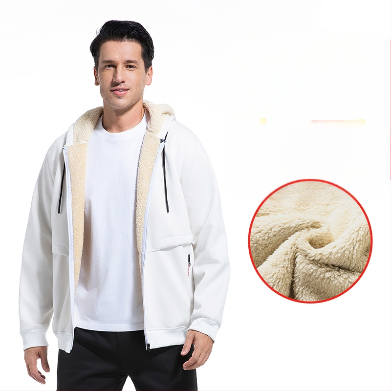 Határokon átnyúló, európai méretű, népszerű tavaszi és őszi vastagított báránypolár pulóver szett, Carhartt stílusú meleg kabát, munkaruha stílus, testreszabható