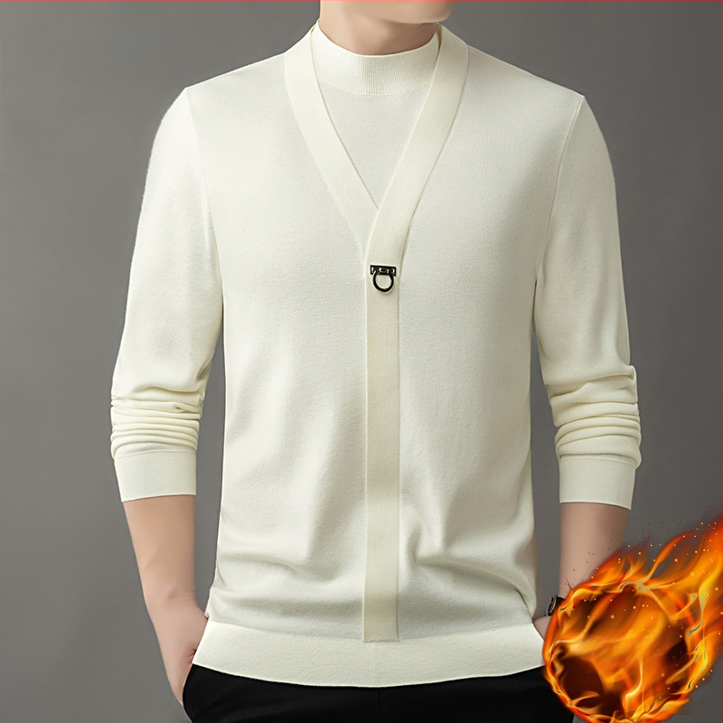 Bărbați primăvară și toamnă casual all-match top la modă fals pulover din două piese lumină lux de înaltă calitate toamnă și iarnă cămașă de bază