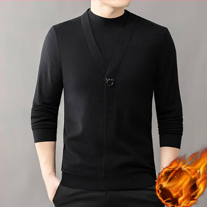 Bărbați primăvară și toamnă casual all-match top la modă fals pulover din două piese lumină lux de înaltă calitate toamnă și iarnă cămașă de bază