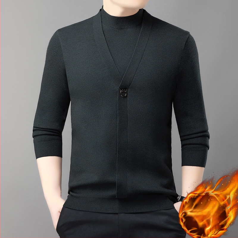 Bărbați primăvară și toamnă casual all-match top la modă fals pulover din două piese lumină lux de înaltă calitate toamnă și iarnă cămașă de bază