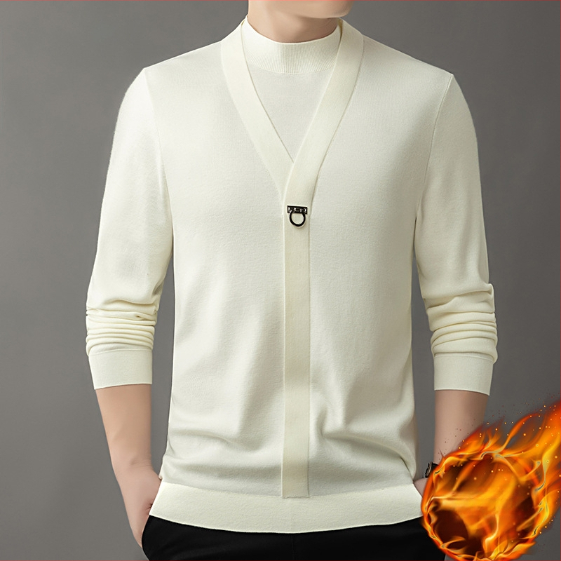 Bărbați primăvară și toamnă casual all-match top la modă fals pulover din două piese lumină lux de înaltă calitate toamnă și iarnă cămașă de bază