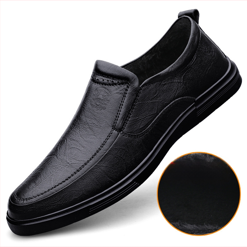 Pantofi casual din piele de vacă clasici populari pentru bărbați, mărime plus, cu fund moale, din piele moale, respirabil, pantofi casual de afaceri pentru bărbați