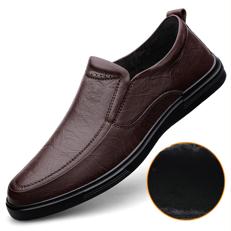 Pantofi casual din piele de vacă clasici populari pentru bărbați, mărime plus, cu fund moale, din piele moale, respirabil, pantofi casual de afaceri pentru bărbați