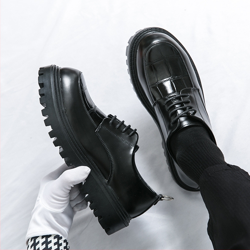 Pantofi din piele ieftini, stil britanic, stil coreean, talpă groasă, mărime business, rochie cu cap mare, pantofi casual pentru bărbați