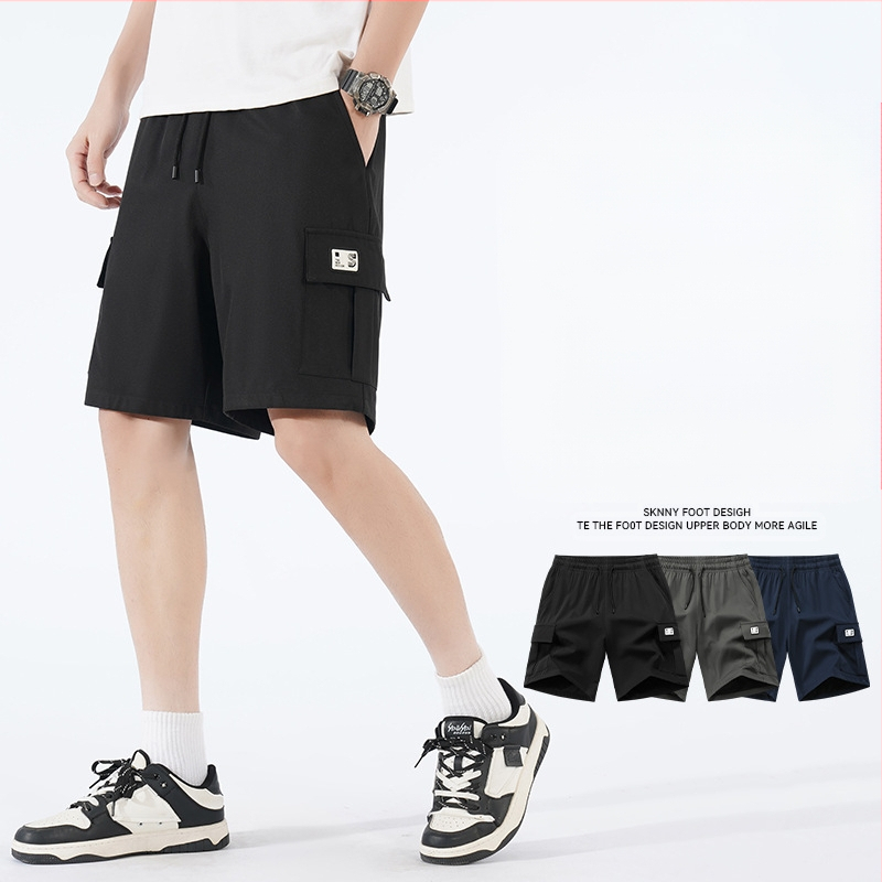 Meeste tööriistapüksid 2025. aasta suvised jääsiidist kiiresti kuivavad Korea stiilis moodsad kaubamärgi lahtised sirge säärega spordipüksid vabaajapüksid