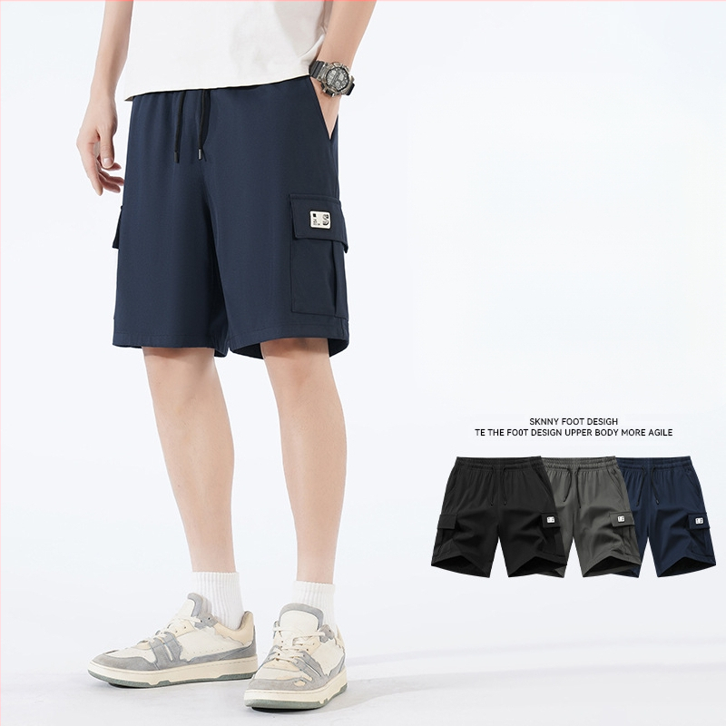 Meeste tööriistapüksid 2025. aasta suvised jääsiidist kiiresti kuivavad Korea stiilis moodsad kaubamärgi lahtised sirge säärega spordipüksid vabaajapüksid