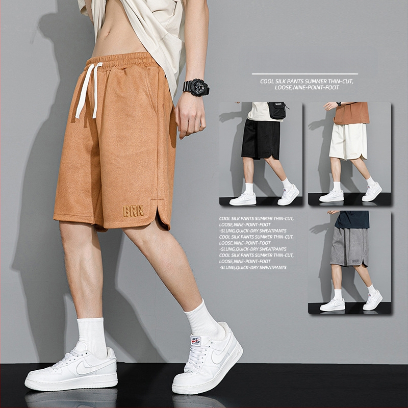 Meeste vabaaja lühikesed püksid, suvine õhuke stiil, lai lõige, pluss-suurus, eriti suured, jääsiidist spordipüksid, vabaaja trendikad püksid