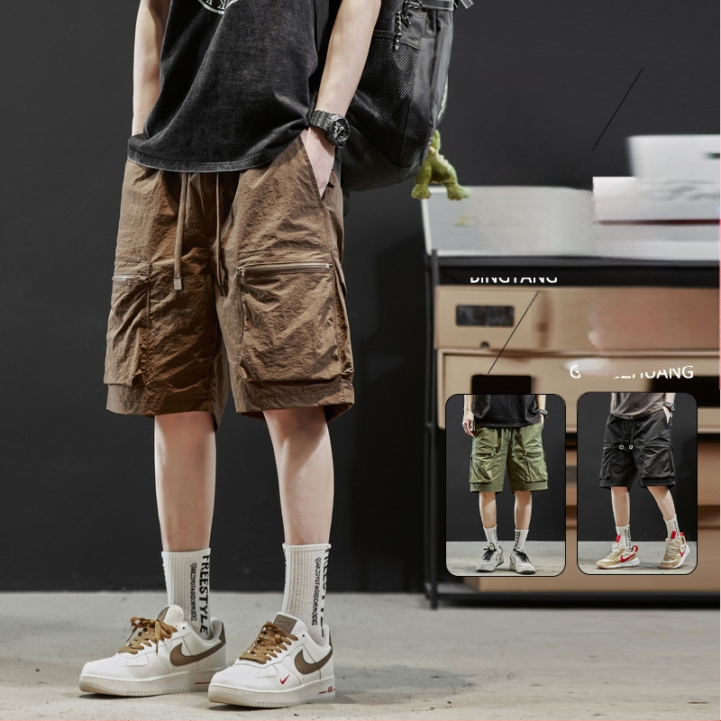 Мъжки летни шорти в американски стил, изработени от коприна, с готина и модна марка, свободни, ежедневни, бързосъхнещи, плажни панталони