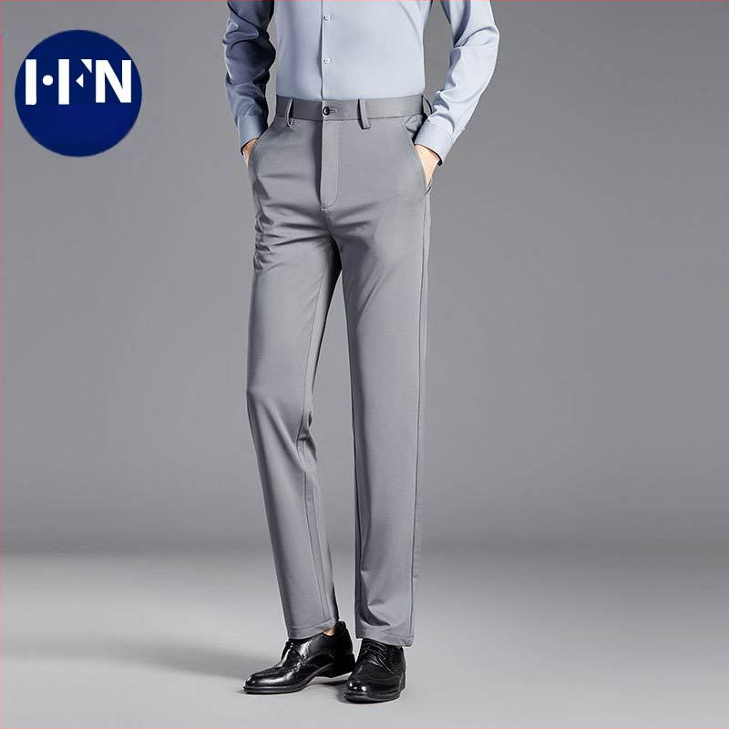 Pantaloni de mătase Mulberry pentru bărbați, de vară, antirid, business casual, de înaltă calitate, pantaloni stretch slim-fit, drepți, fără călcat