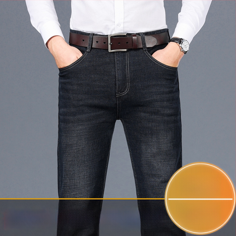 Blugi de vară pentru bărbați, stil business, casual, de primăvară și toamnă, drepți din bumbac, spălați de tatăl tatălui, respirabili, de vârstă mijlocie