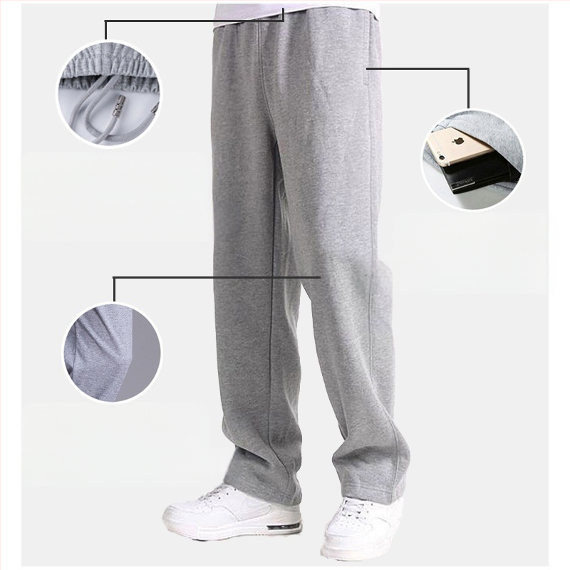Pantaloni sport subțiri din bumbac pentru primăvară și vară, pantaloni de trening casual lejeri, drepți, pentru bărbați, pantaloni elastici, mărime plus