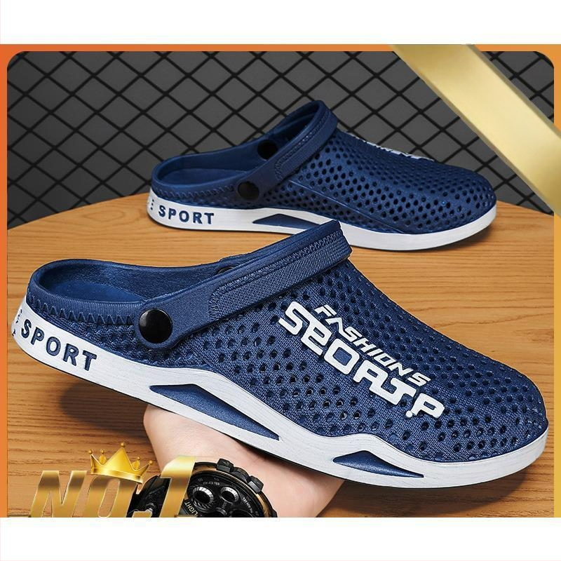 Pantofi de vară cu gaură nouă, sandale respirabile bidirecționale, antiderapante, cu fund moale, cu vârful închis, papuci de exterior, pantofi de plajă cu fund gros