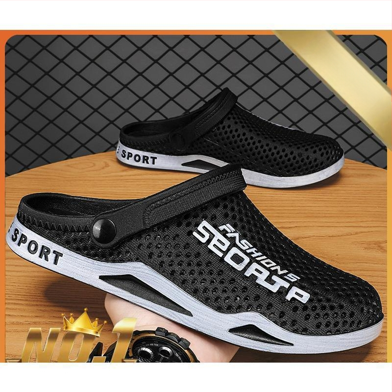 Pantofi de vară cu gaură nouă, sandale respirabile bidirecționale, antiderapante, cu fund moale, cu vârful închis, papuci de exterior, pantofi de plajă cu fund gros