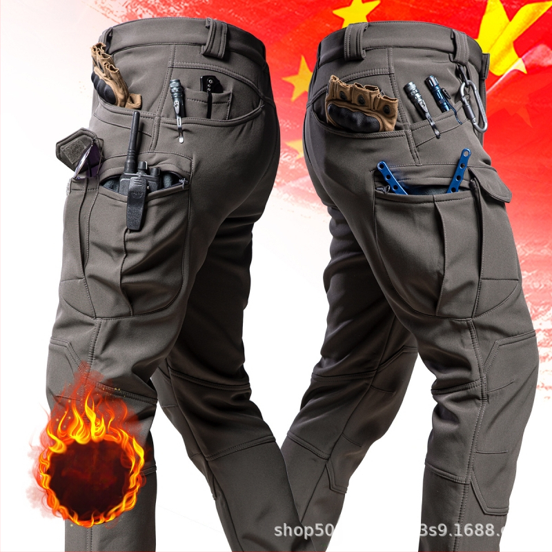 IX7 Tactical Commander õues kasutatavad pehme kestaga meeste jopepüksid, talvel sametist paksendatud tuule- ja veekindlad fliisist soojad püksid