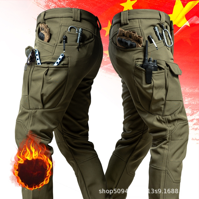 IX7 Tactical Commander õues kasutatavad pehme kestaga meeste jopepüksid, talvel sametist paksendatud tuule- ja veekindlad fliisist soojad püksid