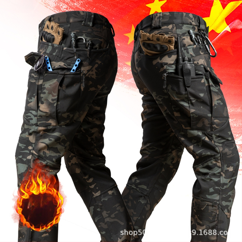 IX7 Tactical Commander õues kasutatavad pehme kestaga meeste jopepüksid, talvel sametist paksendatud tuule- ja veekindlad fliisist soojad püksid