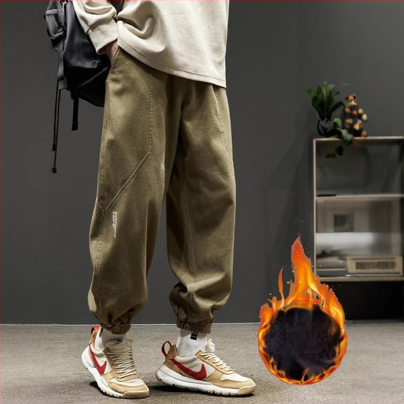 Paksud meeste pluss-suuruses fliisist püksid poistele sügiseks ja talveks, moekad lahtised rohelised kombinesoonid meeste universaalsed jala jala vabaaja püksid