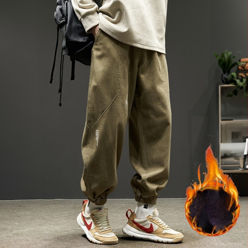 Paksud meeste pluss-suuruses fliisist püksid poistele sügiseks ja talveks, moekad lahtised rohelised kombinesoonid meeste universaalsed jala jala vabaaja püksid