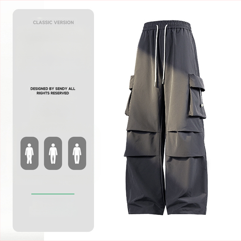 Pantaloni de parașutist Shake Big Explosion 2024, toamnă nouă, cu vârfuri de frânghie, salopete sport țesute pentru bărbați, stil Hong Kong