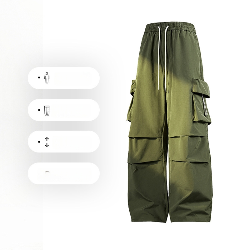 Pantaloni de parașutist Shake Big Explosion 2024, toamnă nouă, cu vârfuri de frânghie, salopete sport țesute pentru bărbați, stil Hong Kong