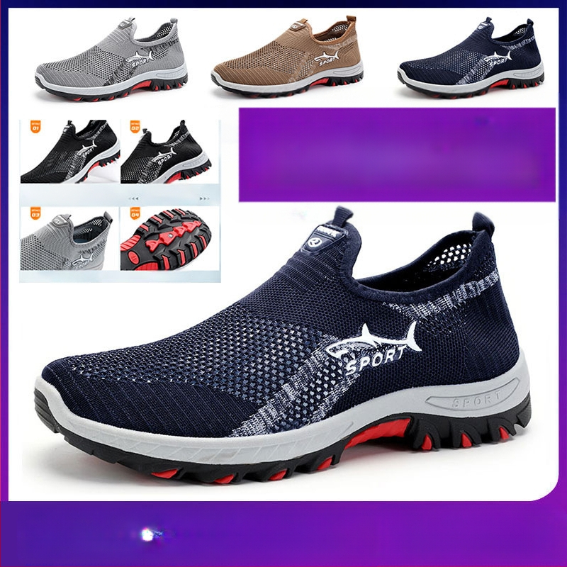 Pantofi sport cu talpă moale, mărime mare, model 2025, Temu Generation, model slip-on, model Shark, pentru drumeții, pentru bărbați