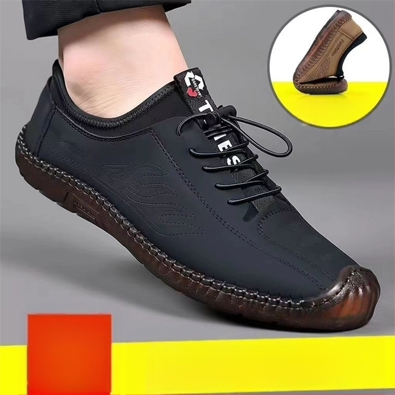 Férfi csúszásgátló, alacsony szárú, puha talpú szandálok, férfi szabadtéri, alkalmi barlangcipők, nyári üreges strandcipők, szandálok marhaínakkal