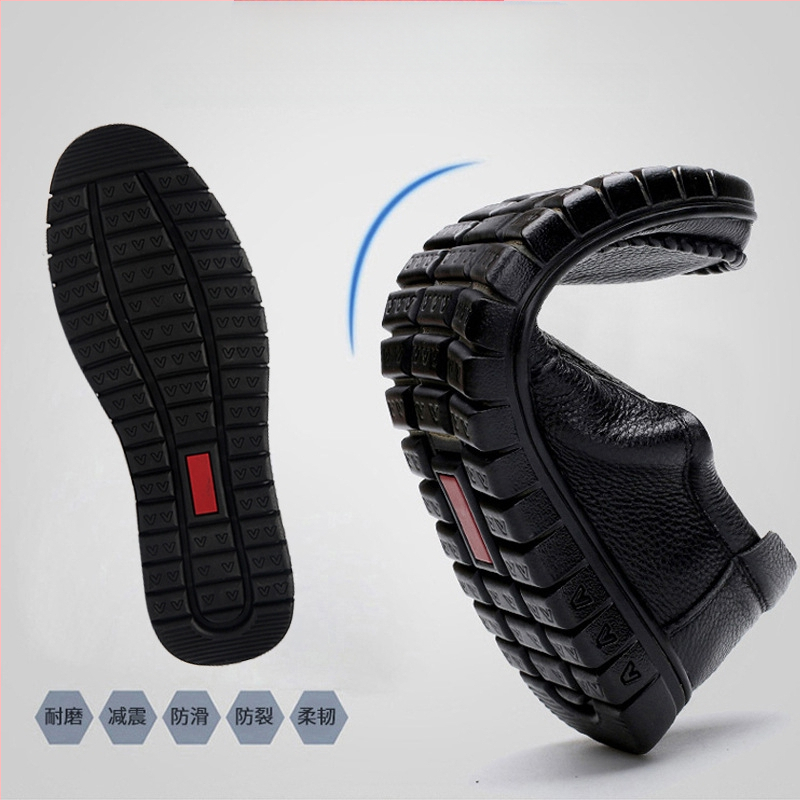 Sandale de vară pentru bărbați, din piele, respirabil, cu talpă moale, antiderapantă, sandale din piele goale, casual, supradimensionate, pentru vârstnici și vârstnici, pantofi pentru tați