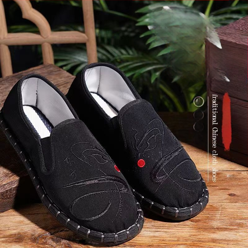 Uued 2025. aasta vanad Pekingi riidest kingad, mood tikitud meeste etnilise stiili tikandiga näo stiil, mood hiina stiilis