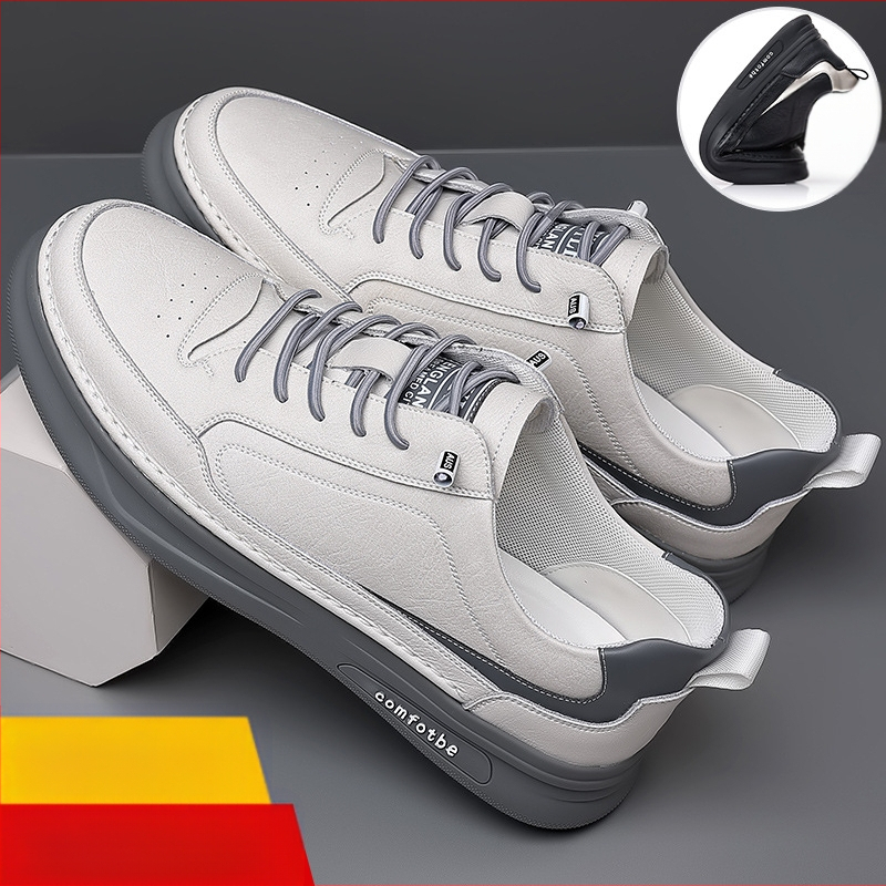 Vīriešu apavi 2022. gada jauni ikdienas dēļu apavi Vīriešu skaisti balti apavi Vīriešu korejiešu īstas ādas universāli mīksti apakšdaļas vīriešu moderni apavi