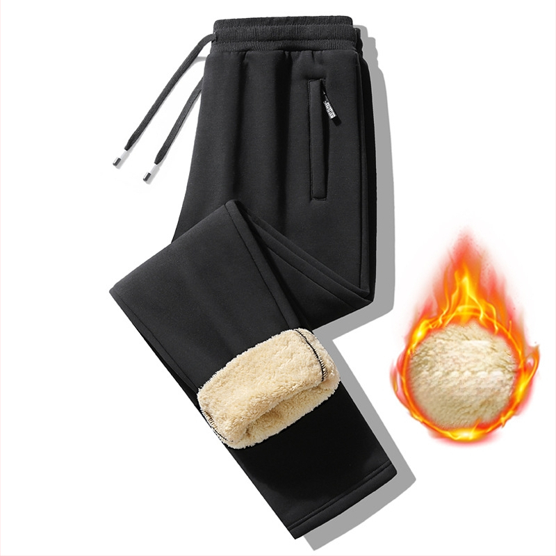 Vyriškos ėrienos vilnos laisvalaikio kelnės, su vilnos pamušalu, sustorintos tiesios kelnės, žieminės, šiltos, vientisos spalvos, raišteliu surišamos, jaunimo sportinės kelnės, vyriški drabužiai