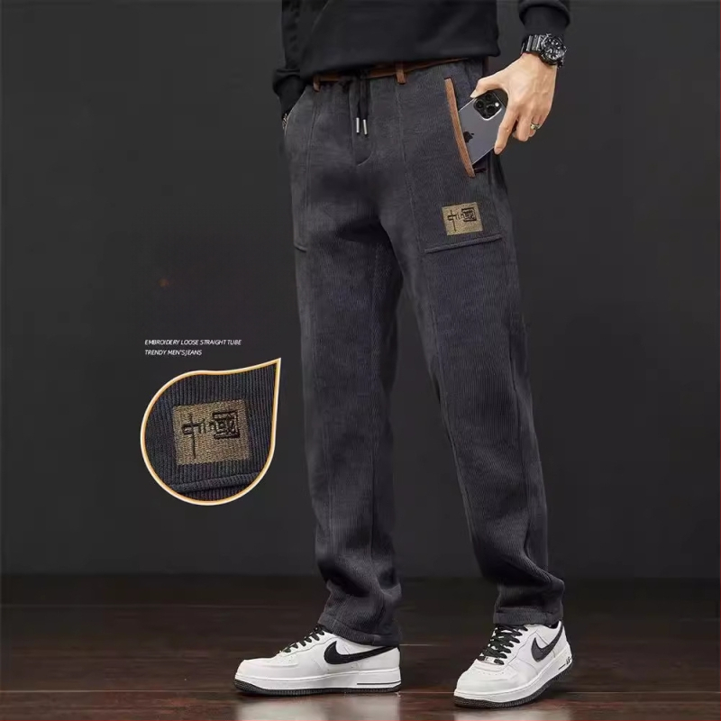 Ανδρικό Casual Παντελόνι Boao Velvet Loose Άνοιξη και Φθινόπωρο 2025, Νέο Μακρύ Παντελόνι, Ευρωπαϊκό Βαμβακερό Βελούδο, Ελαστικό, Αγορίστικο Παντελόνι Φόρμας