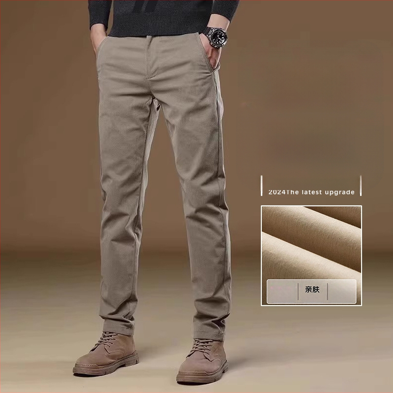 Pantaloni casual kaki eleganți, slim, pentru bărbați, primăvară și toamnă, slim, drepți, 2025, noi pantaloni de afaceri de toamnă, stil masculin